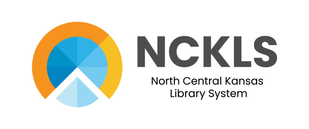 North Central Kansas Library logo with orange and blue colors