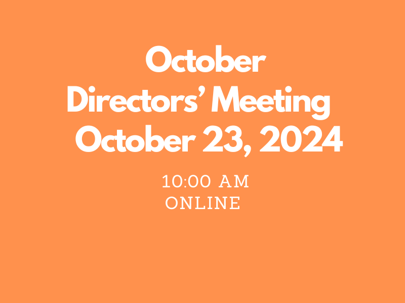 October Directors' Meeting Online