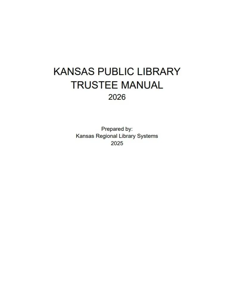 Kansas Public Library Trustee Manual 2026